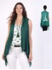 Patterned Printed Fashion Tops W/ Coconut Buttons, Cardigan and Gemstone Necklace Set (CL1142+CL1678+M035)